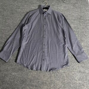 TWILLORY Tailored Fit Men's Houndstooth Dress Shirt 16 32/33 Non Iron Cotton